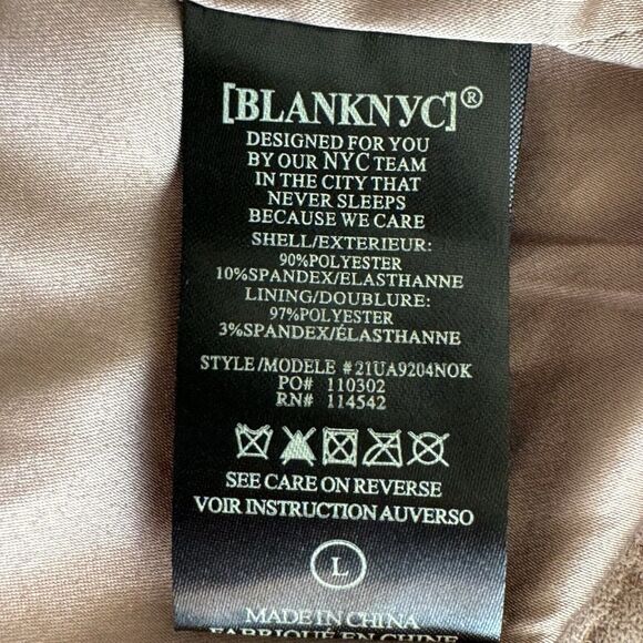 BLANK NYC Faux Suede Moto Jacket Size Large Tan Asymmetrical Zip Up Lined Grunge - Picture 10 of 15